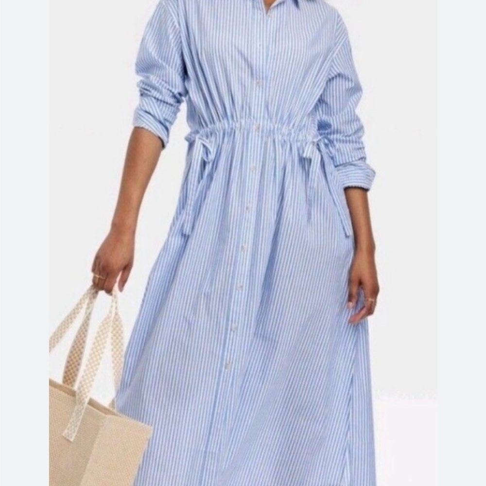 Universal Thread Light Blue Striped Long Sleeve D… - image 1